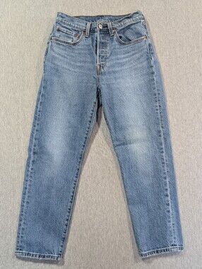 Levi's 501 Original Cropped Jeans Women's 26 X 26 Medium Wash Blue Button Fly